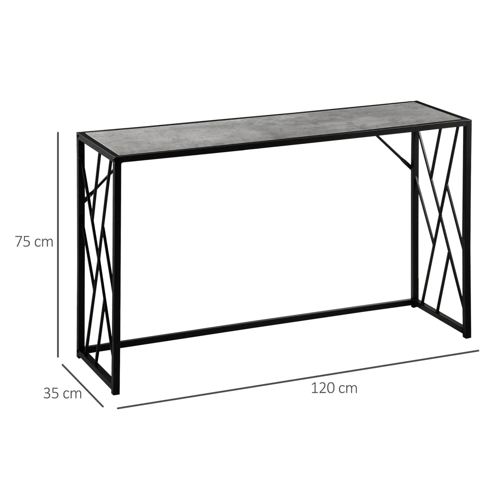 120 cm Console Table Industrial Sofa Table with Metal Frame for Living Room Hallway Grey