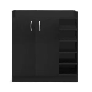 2 Doors Shoe Cabinet Storage Cupboard - Black