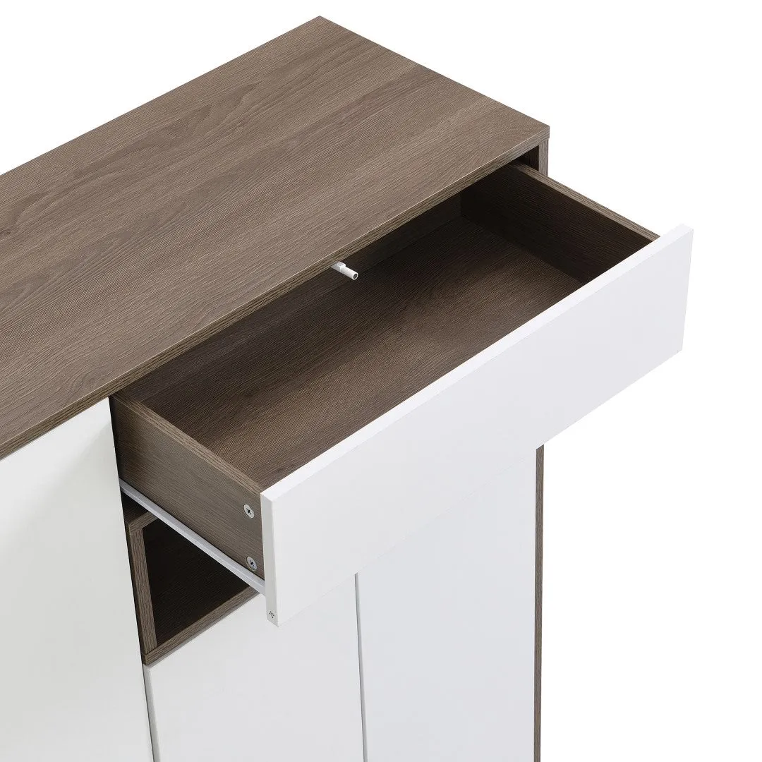 2-In-1 Shoe Storage Bench & Cabinets, Multi-Functional Rack With Padded Seat, Adjustable Shelves, White