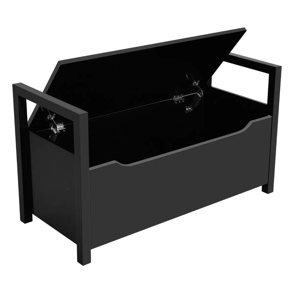 2-in-1 Wooden Shoe Changing Bench with Storage Space-Black