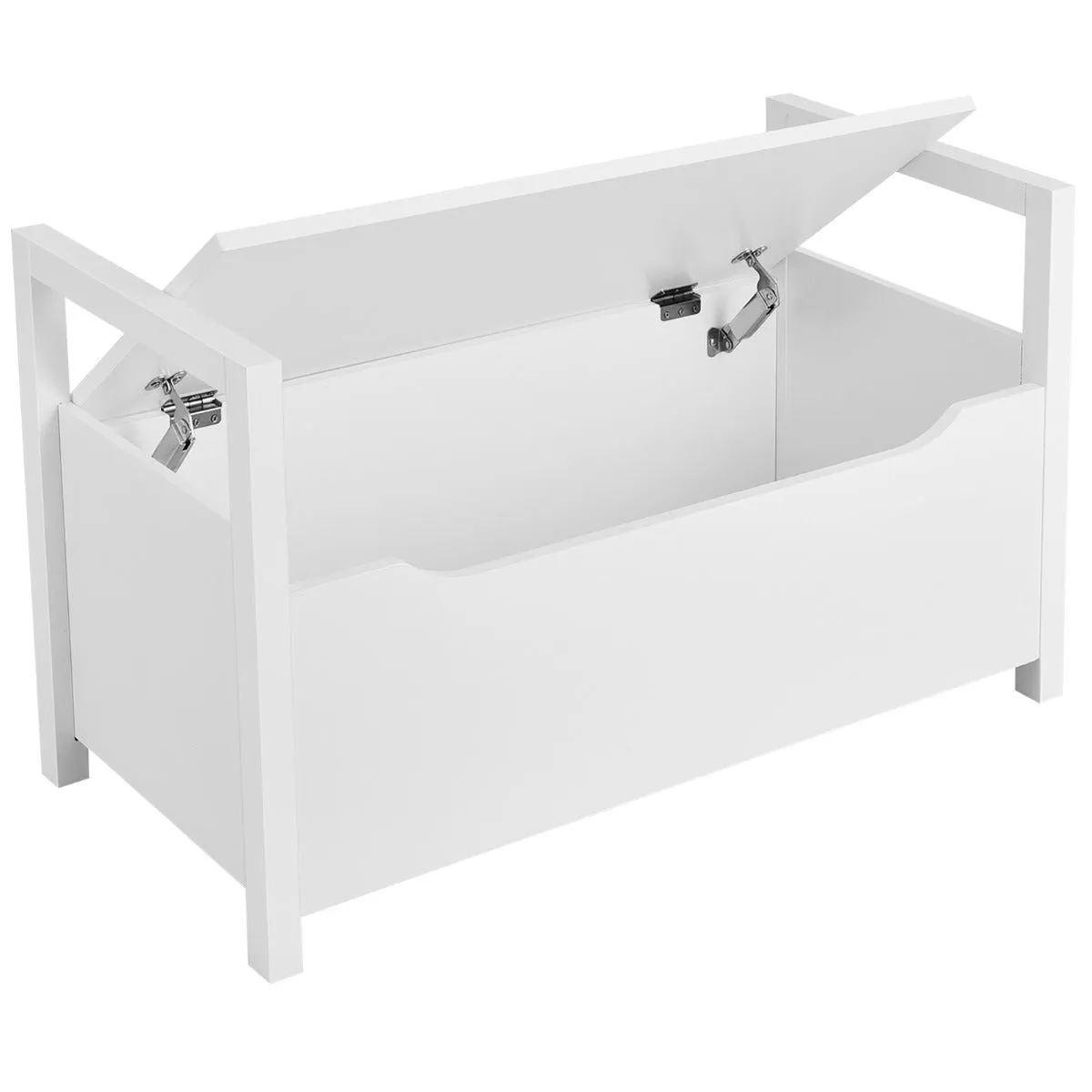 2-in-1 Wooden Shoe Changing Bench with Storage Space-White