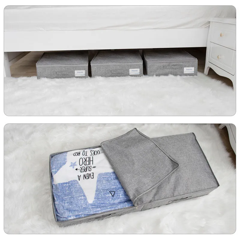 2 Pack Underbed Storage Container with Fabric Lid and Sidewalls
