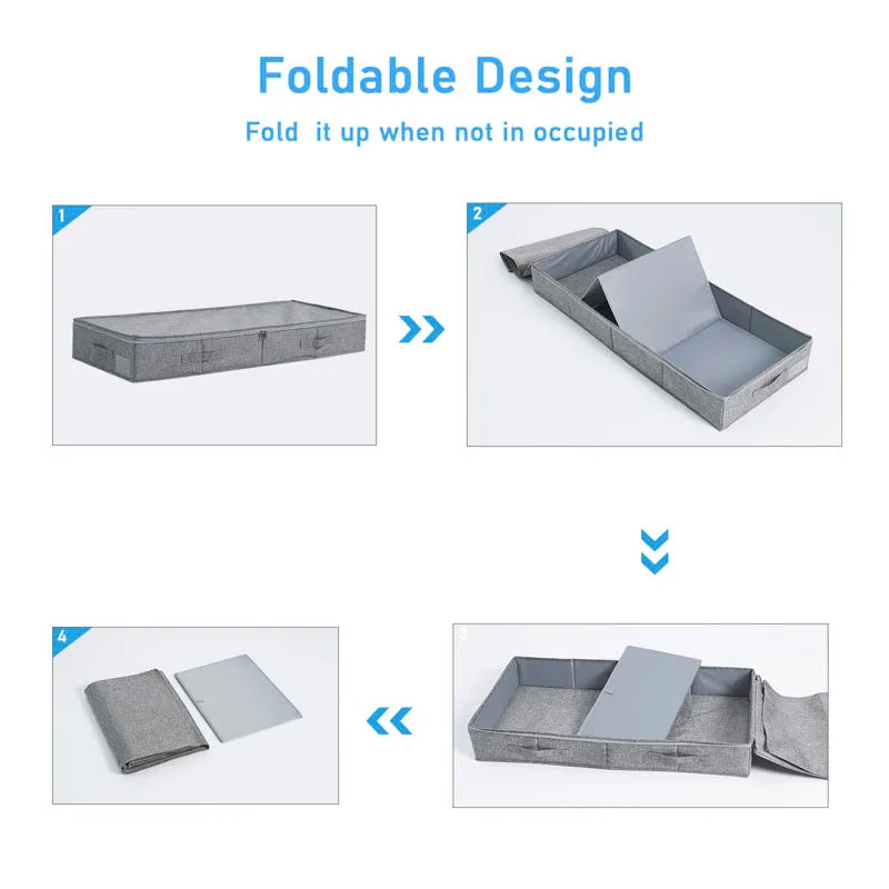 2 Pack Underbed Storage Container with Fabric Lid and Sidewalls