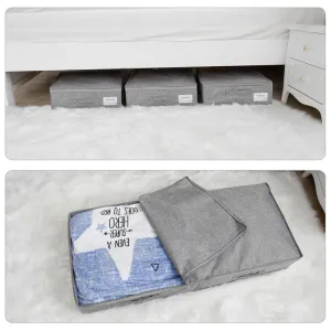 2 Pack Underbed Storage Container with Fabric Lid and Sidewalls