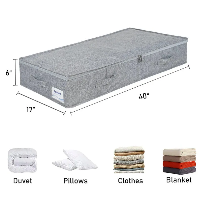 2 Pack Underbed Storage Container with Fabric Lid and Sidewalls