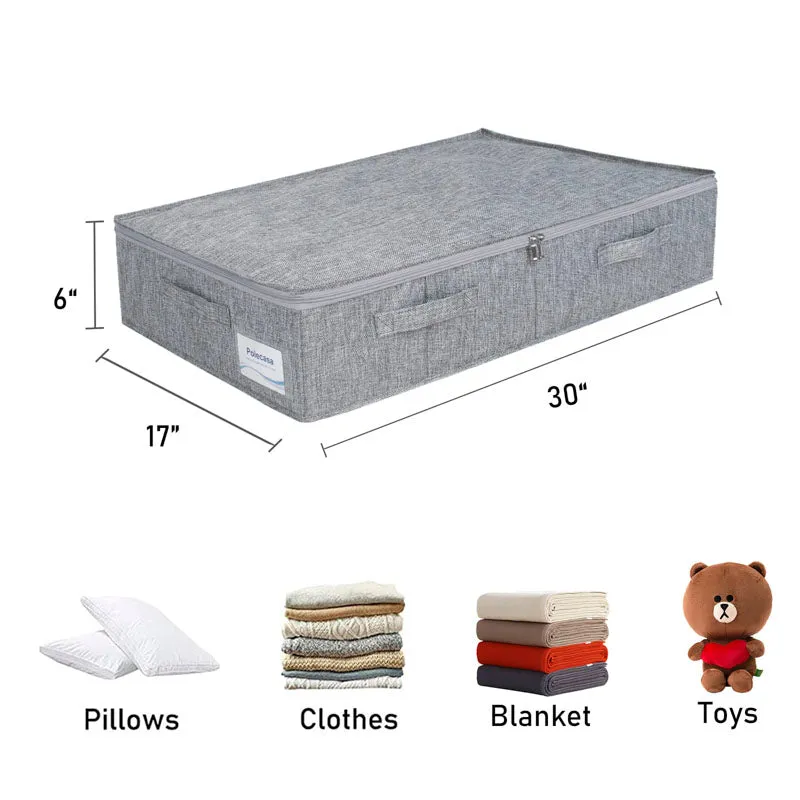 2 Pack Underbed Storage Container with Fabric Lid and Sidewalls