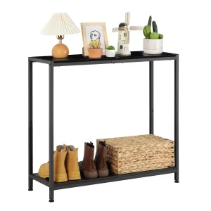 2 Tier Console Table, Couch Table, Narrow Sofa Table Entryway Table with Shelves, Entrance Table for Hallway, Living Room, Office, Foyer, Corridor, Black