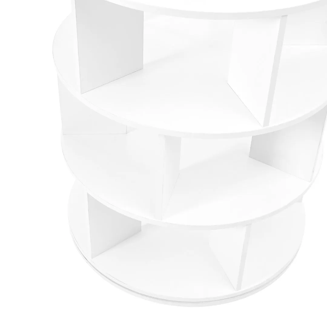 23.6'' Rotating Shoe Rack Tower, 7-Tier Spinning Shelf With 5 Grids Per Layer, Display Rack, 360° Revolving Carousel Closet Organizer, White