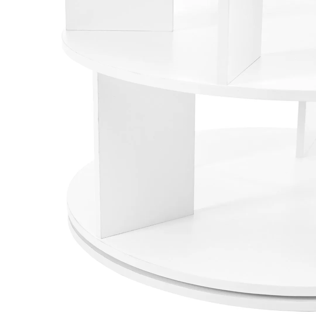 23.6'' Rotating Shoe Rack Tower, 7-Tier Spinning Shelf With 5 Grids Per Layer, Display Rack, 360° Revolving Carousel Closet Organizer, White