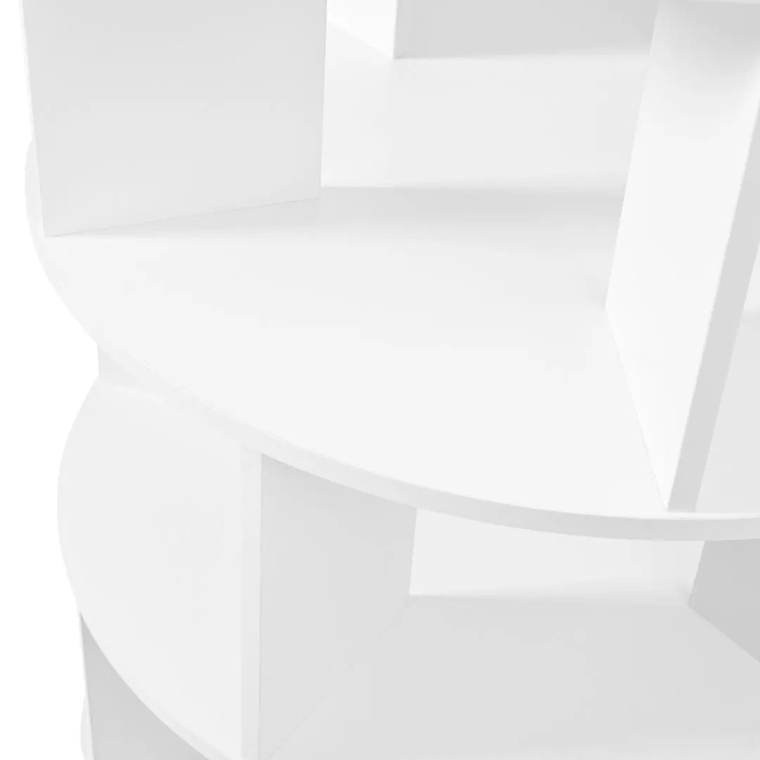 23.6'' Rotating Shoe Rack Tower, 7-Tier Spinning Shelf With 5 Grids Per Layer, Display Rack, 360° Revolving Carousel Closet Organizer, White