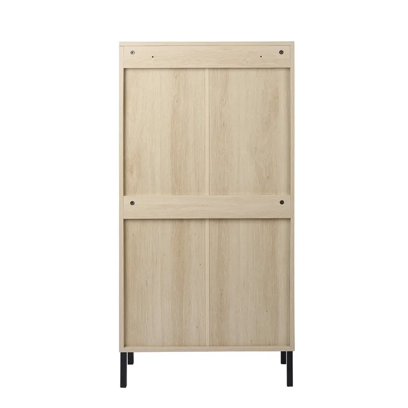 23" Natural Rattan Shoe Rack with 3 Flip Doors