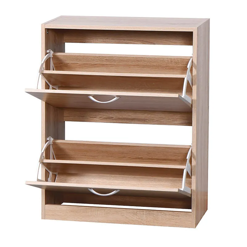 24" Wooden Freestanding Shoe Storage Cabinet with 2 Flip Doors