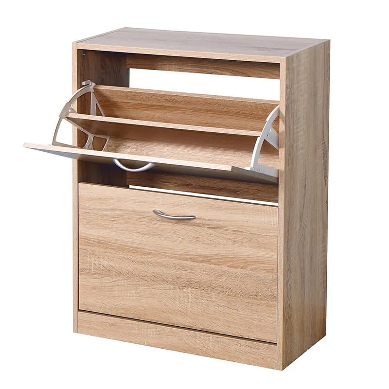 24" Wooden Freestanding Shoe Storage Cabinet with 2 Flip Doors