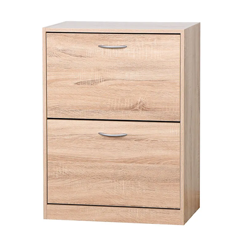 24" Wooden Freestanding Shoe Storage Cabinet with 2 Flip Doors
