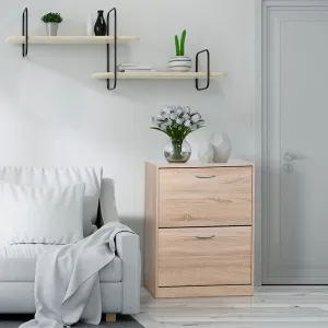 24" Wooden Freestanding Shoe Storage Cabinet with 2 Flip Doors