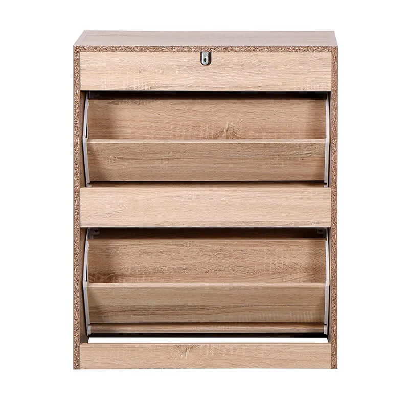 24" Wooden Freestanding Shoe Storage Cabinet with 2 Flip Doors