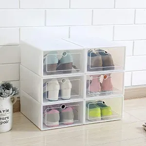 3 Layer Transparent Shoes Storage Box Plastic Stackable Shoe Storage (1 Set  3 Layer)