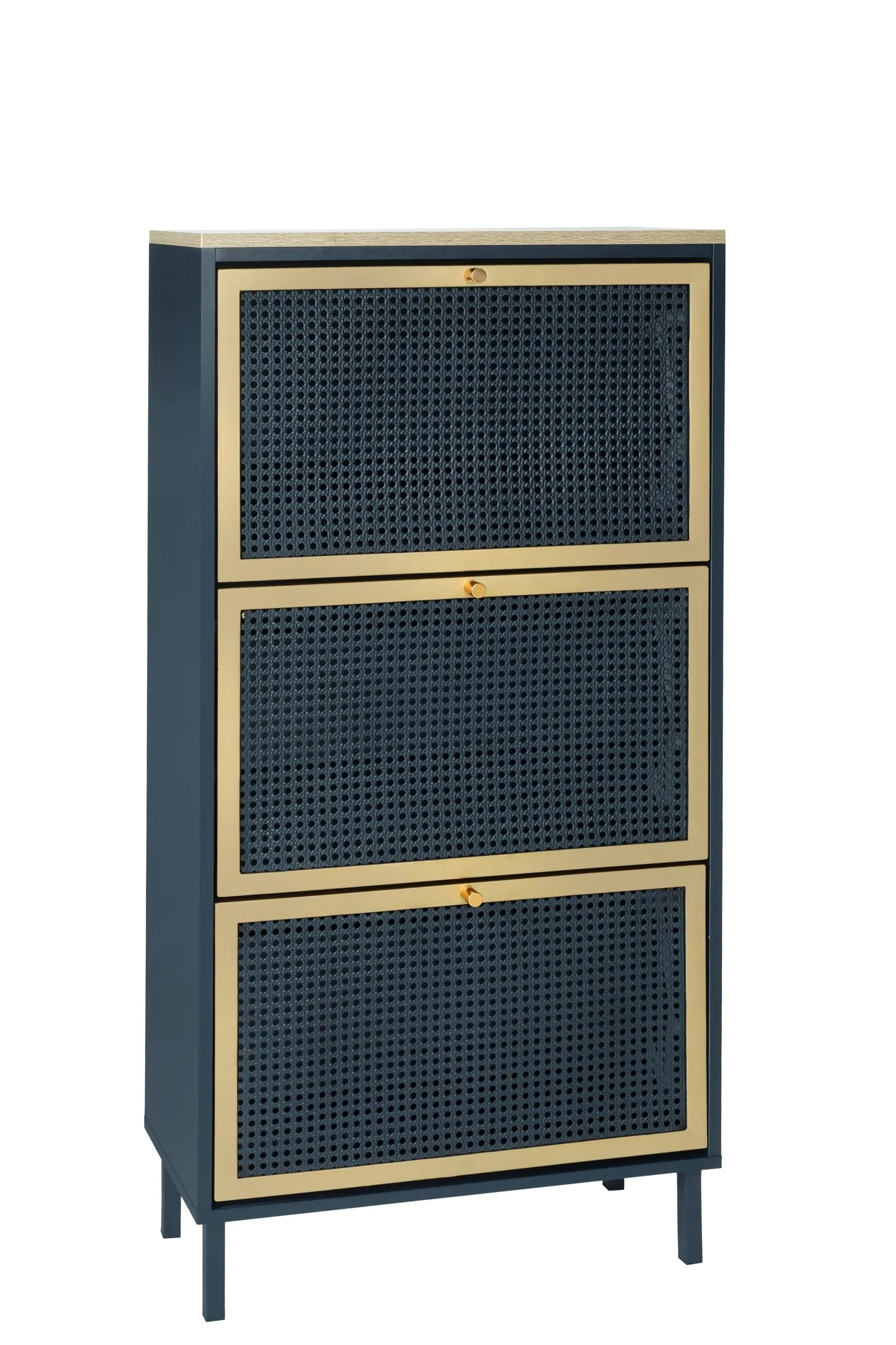 3 Metal Door Shoe Rack – Modern Freestanding Storage Cabinet with Double Shelves For Entryway Elegance