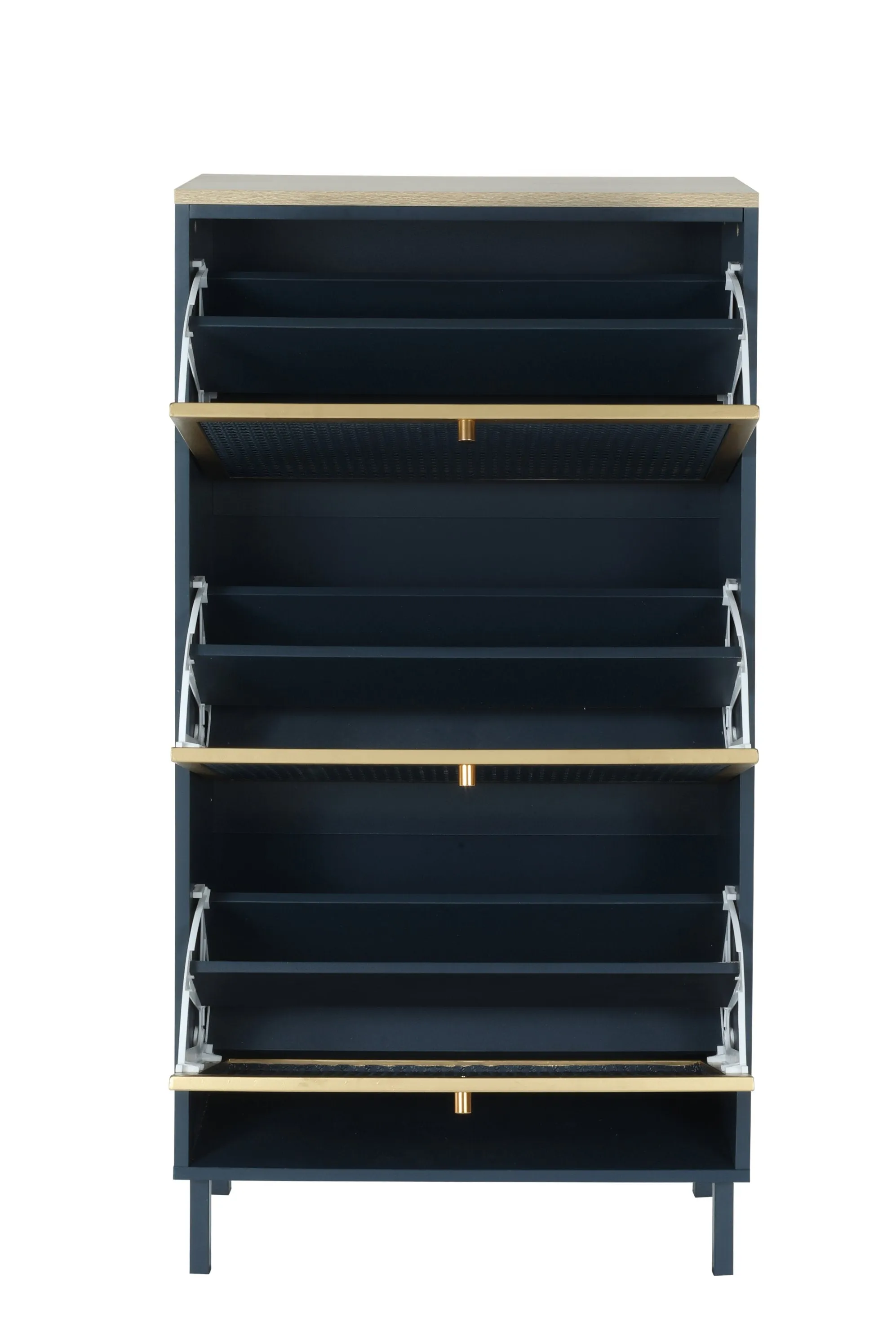 3 Metal Door Shoe Rack – Modern Freestanding Storage Cabinet with Double Shelves For Entryway Elegance