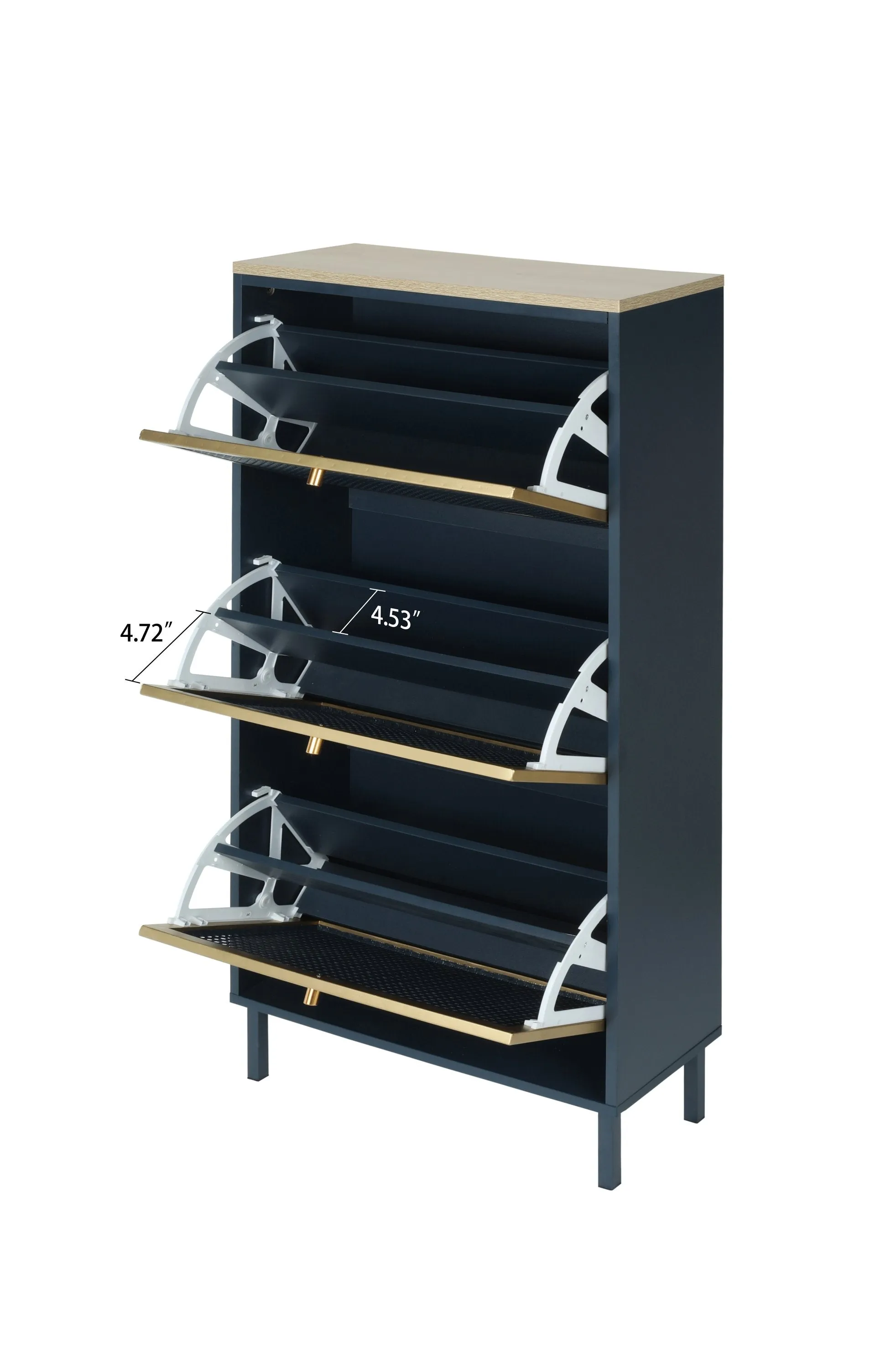 3 Metal Door Shoe Rack – Modern Freestanding Storage Cabinet with Double Shelves For Entryway Elegance