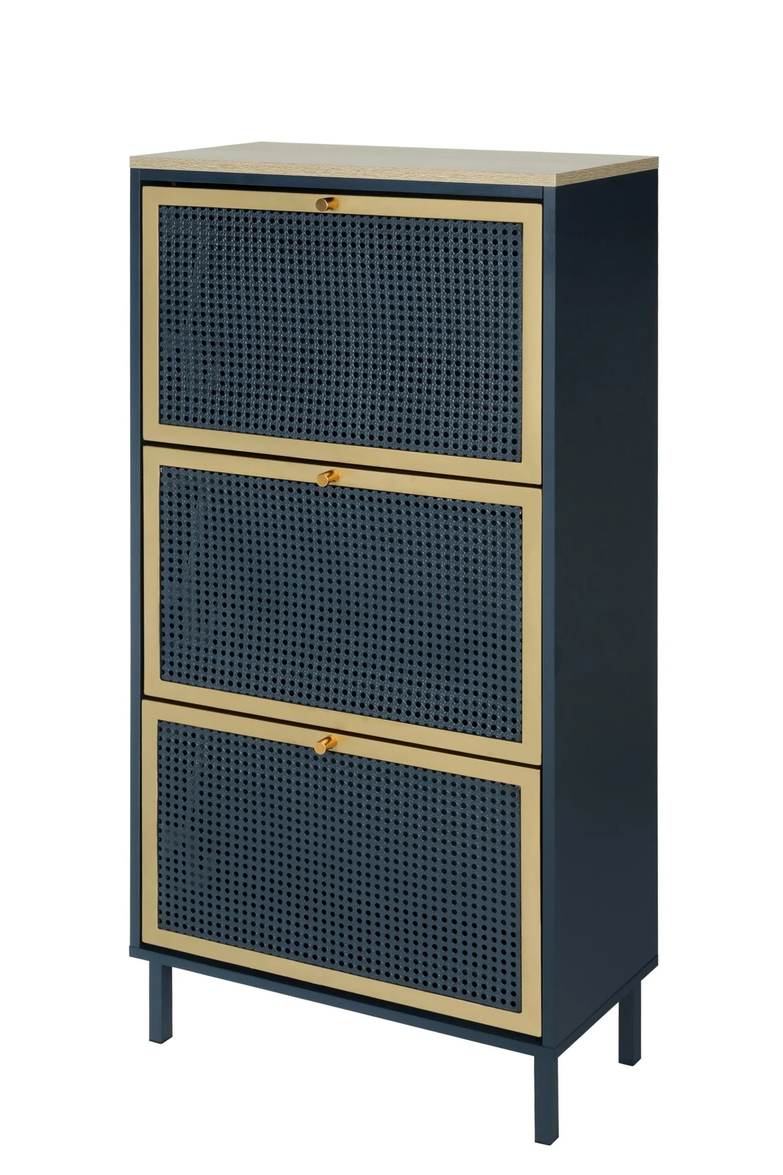 3 Metal Door Shoe Rack – Modern Freestanding Storage Cabinet with Double Shelves For Entryway Elegance