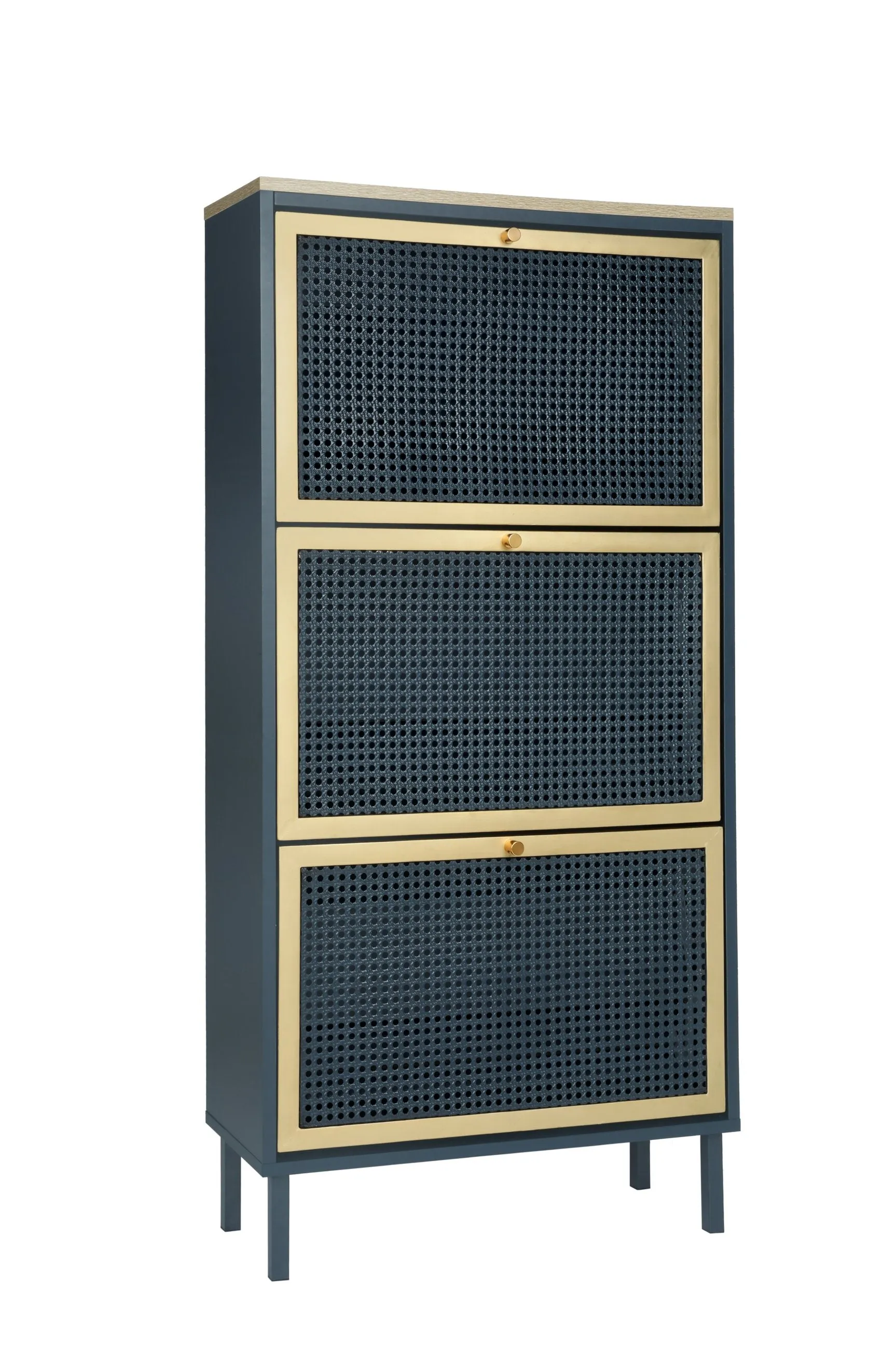 3 Metal Door Shoe Rack – Modern Freestanding Storage Cabinet with Double Shelves For Entryway Elegance