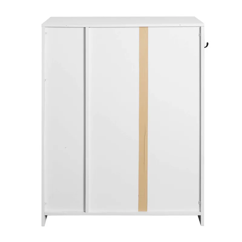 31.5" Modern White Slim Shoe Cabinet with Adjustable Shelf & Top Drawer