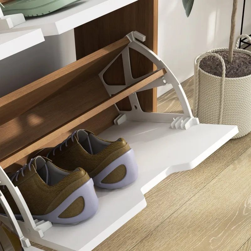 4-Drawer Natural Shoe Storage Cabinet for 16 Pairs