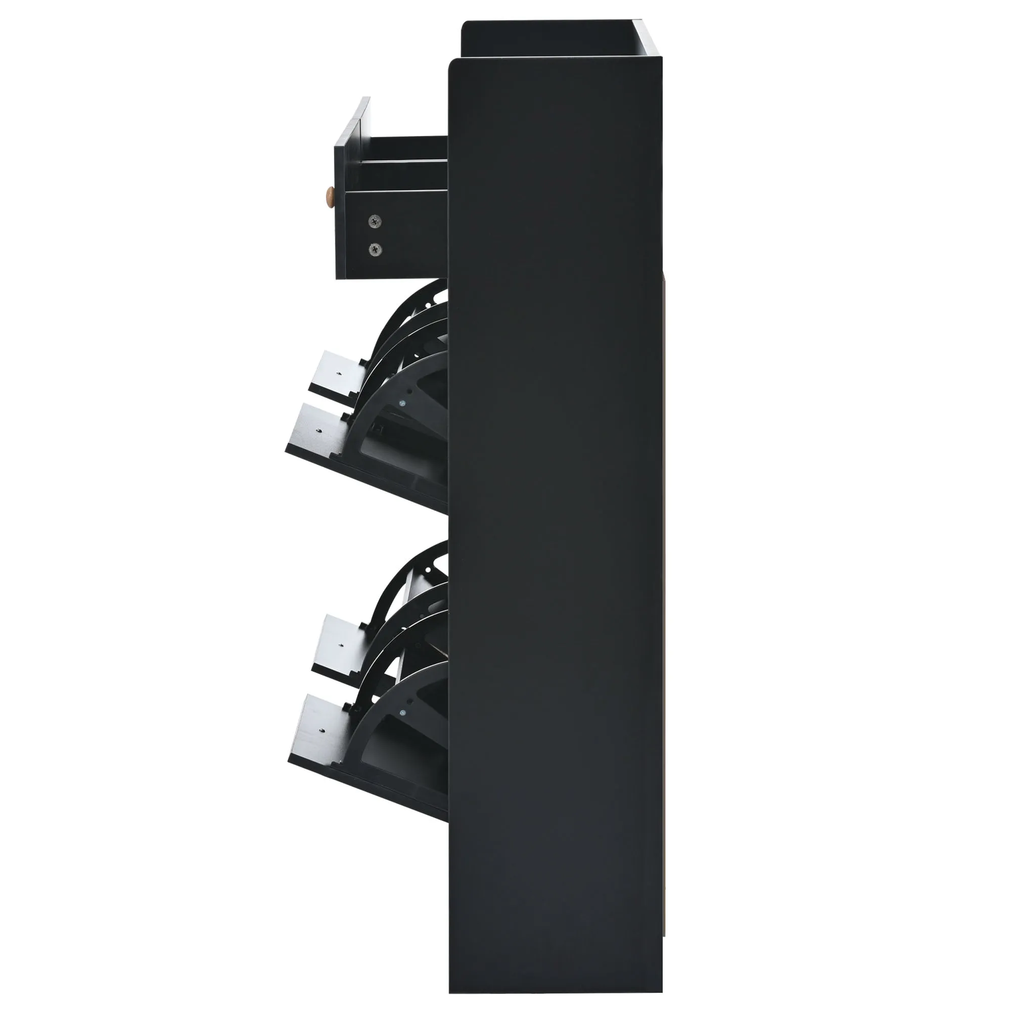 4-Drawer Shoe Cabinet with 2-Tier Storage - Holds 19 Pairs - Modern Entryway Organizer