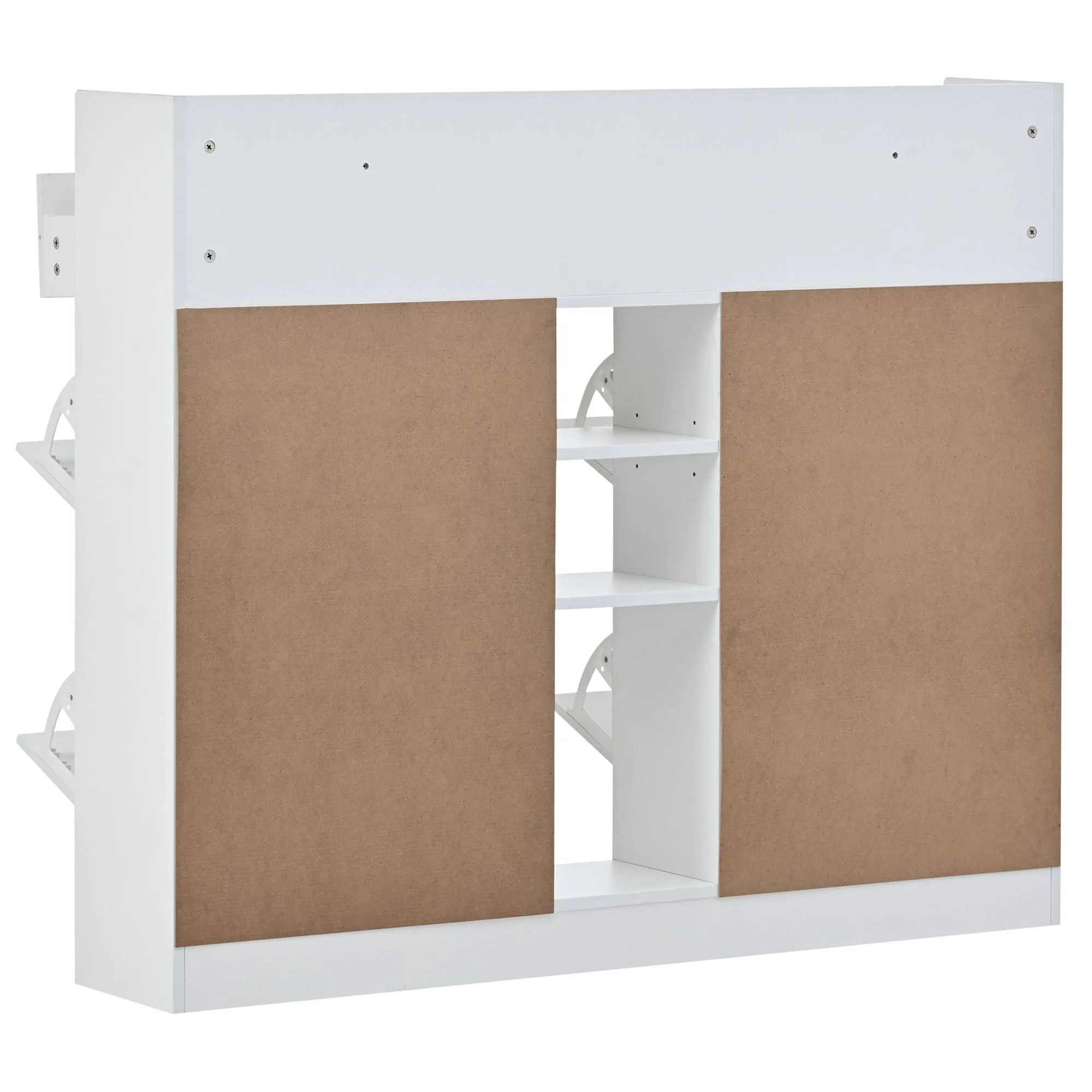 4-Drawer Shoe Cabinet with 2-Tier Storage - Holds 19 Pairs - Modern Entryway Organizer