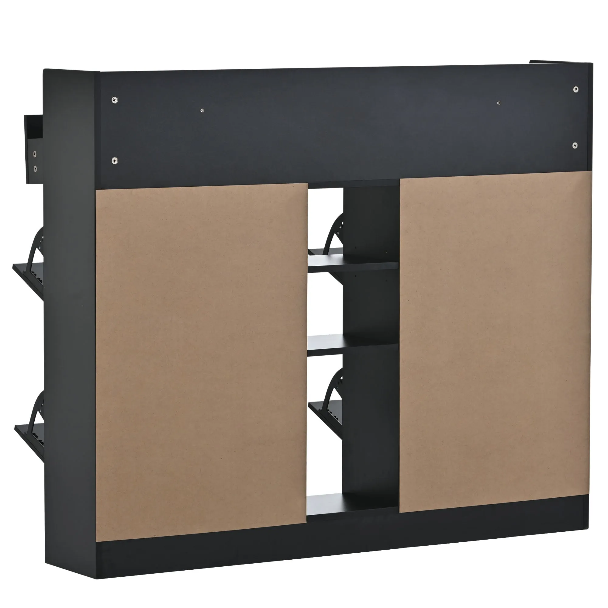 4-Drawer Shoe Cabinet with 2-Tier Storage - Holds 19 Pairs - Modern Entryway Organizer
