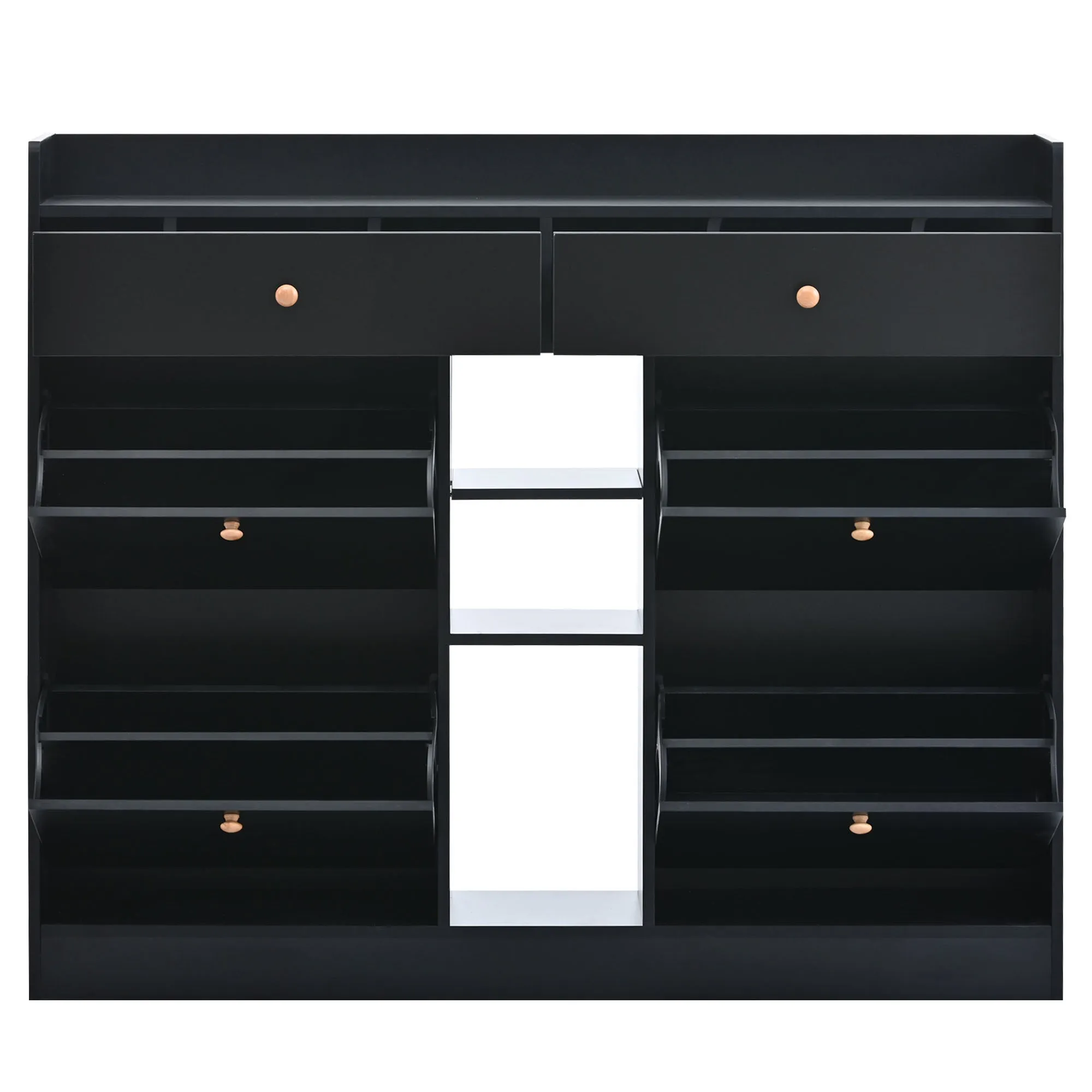 4-Drawer Shoe Cabinet with 2-Tier Storage - Holds 19 Pairs - Modern Entryway Organizer
