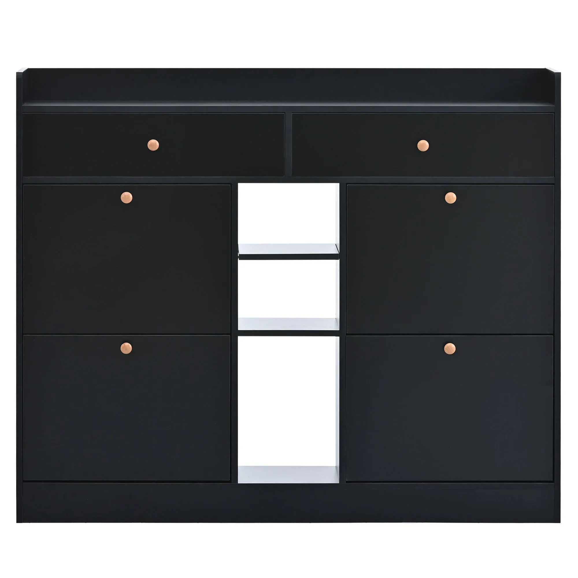 4-Drawer Shoe Cabinet with 2-Tier Storage - Holds 19 Pairs - Modern Entryway Organizer