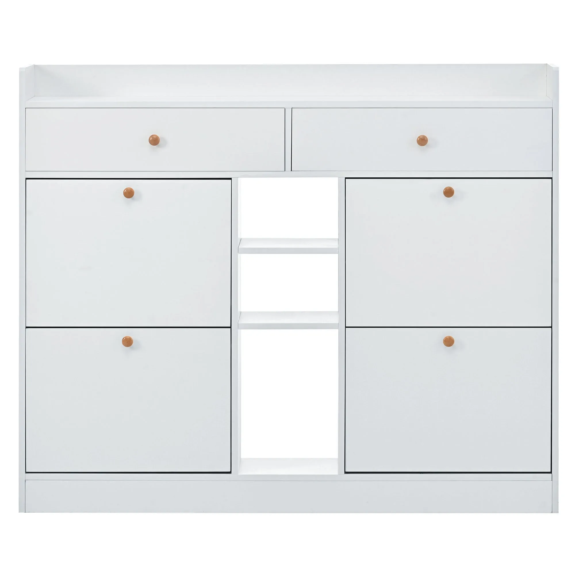 4-Drawer Shoe Cabinet with 2-Tier Storage - Holds 19 Pairs - Modern Entryway Organizer