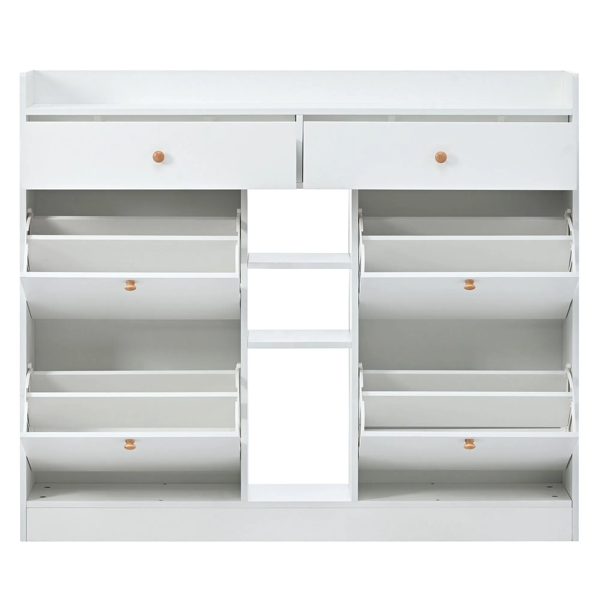 4-Drawer Shoe Cabinet with 2-Tier Storage - Holds 19 Pairs - Modern Entryway Organizer