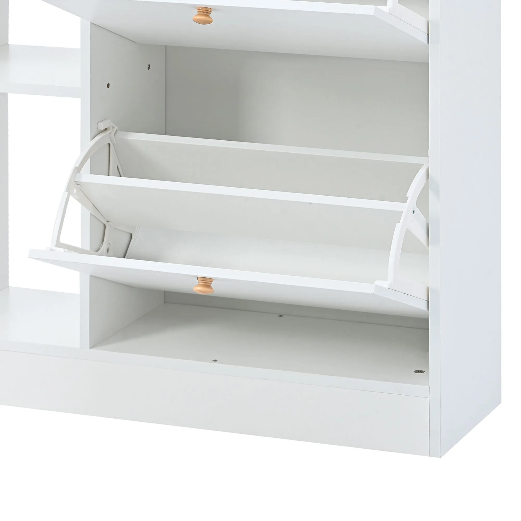 4-Drawer Shoe Cabinet with 2-Tier Storage - Holds 19 Pairs - Modern Entryway Organizer