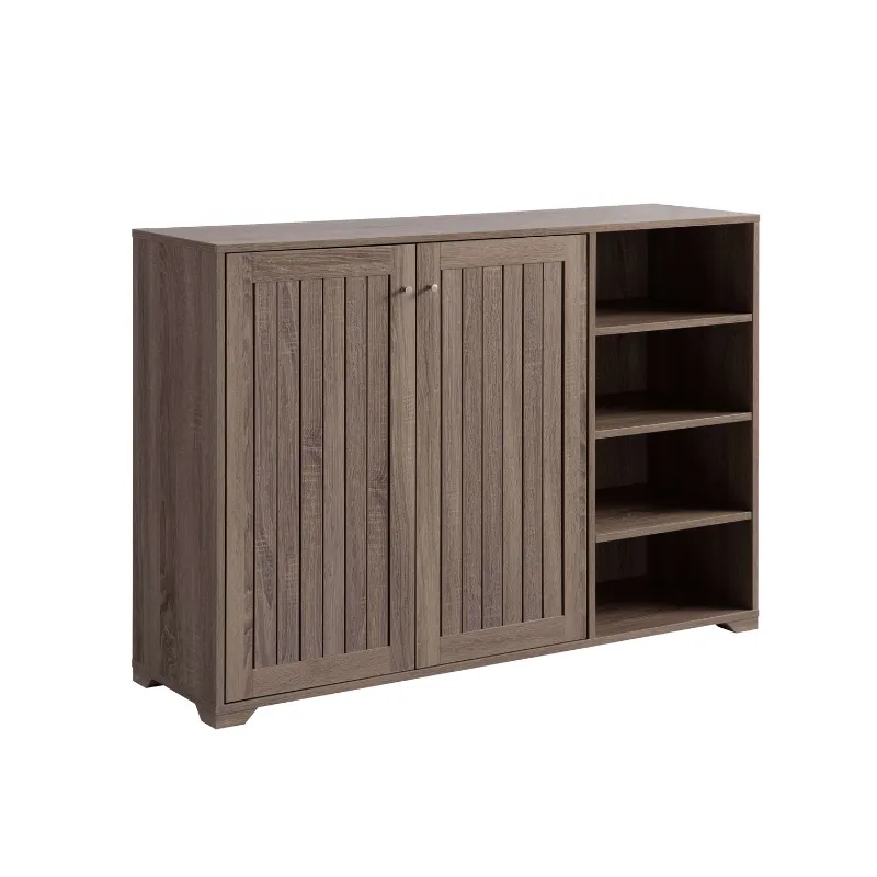 47" Contemporary Wood Shoe Cabinet in Dark Taupe Brown