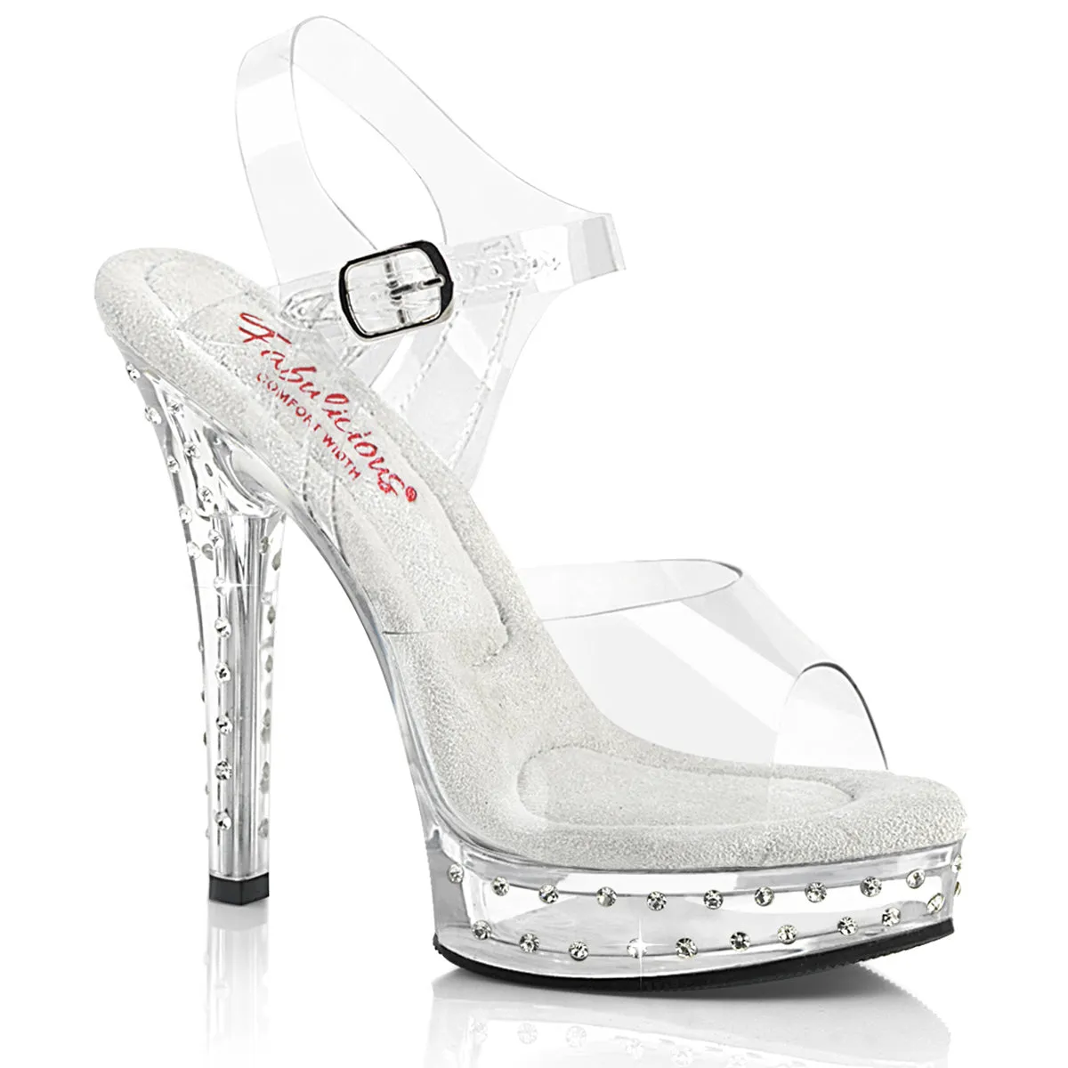 5" Heel,Comfort Width Sandal Featuring Rhinestones Studded on the Heel Platform (MAJESTY-508SDT)