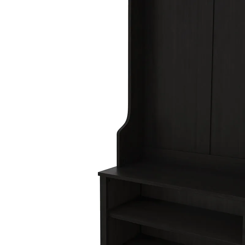 60 4-in-1 Modern Hallway Hall Tree with Storage Bench Cabinets Shelf and Multi-Functional Entryway Coat Rack - Black