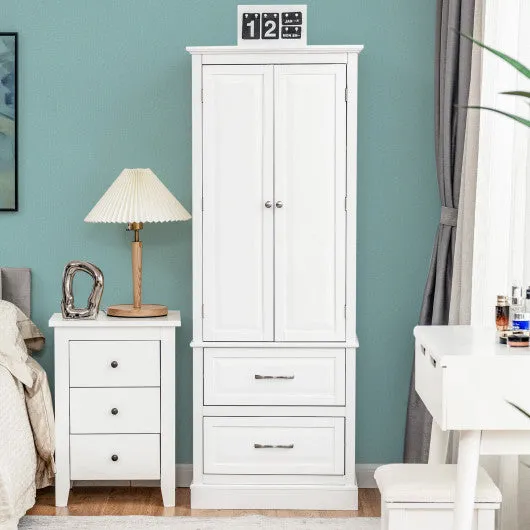 62 Inch Freestanding Bathroom Cabinet with Adjustable Shelves and 2 Drawers-White