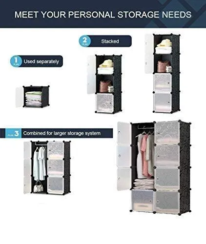Aastha Enterprise 8 Door Plastic Sheet Wardrobe Storage Rack Closest Organizer for Clothes Kids Living Room Bedroom Small Accessories (Printed Pink)