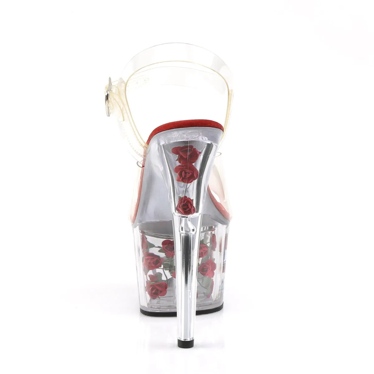 ADORE-708FL Red Flower Filled Stripper 7 Inch Heels