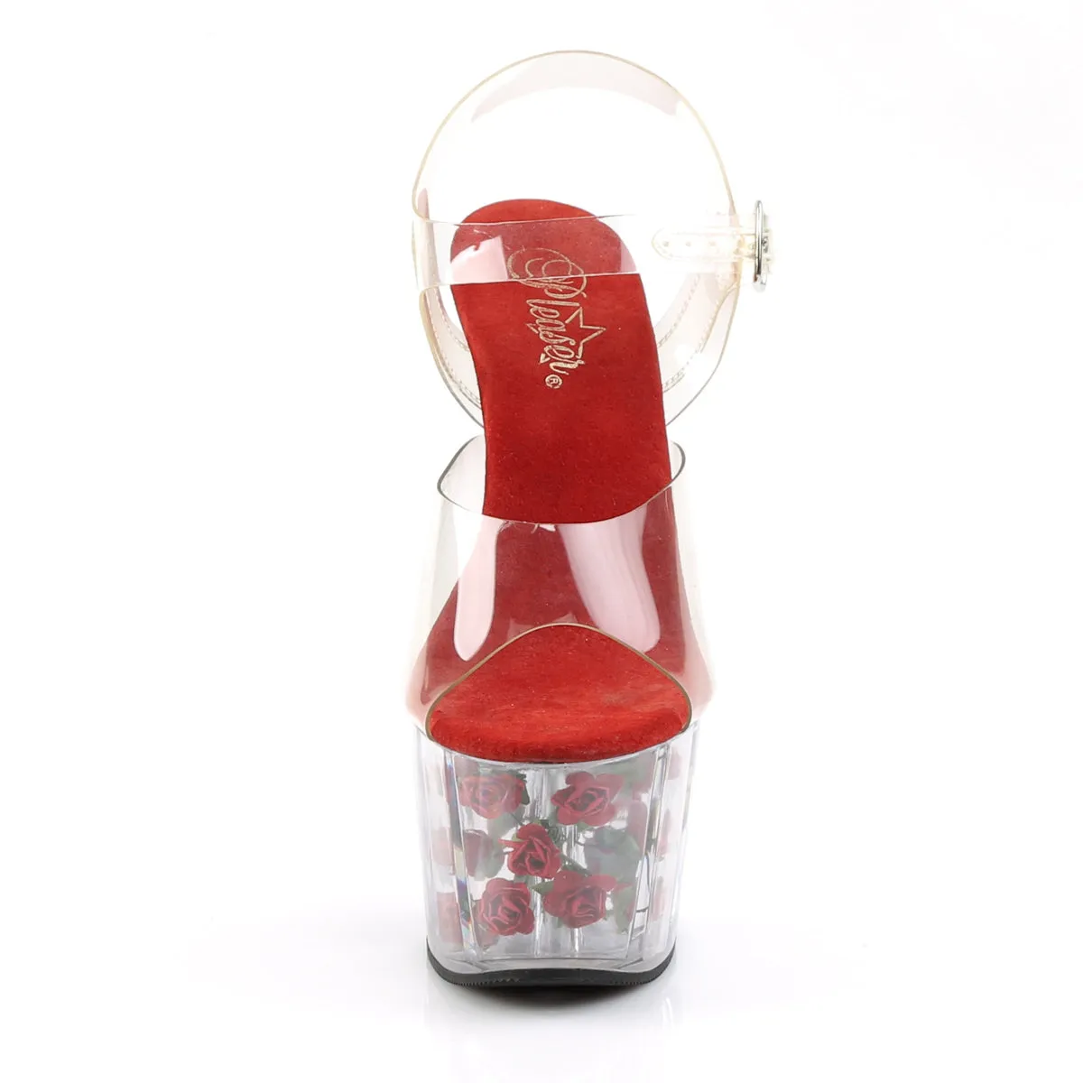 ADORE-708FL Red Flower Filled Stripper 7 Inch Heels