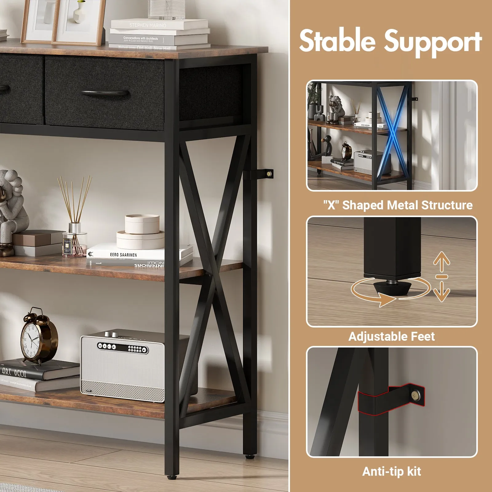Advwin Narrow Console Table with Drawers