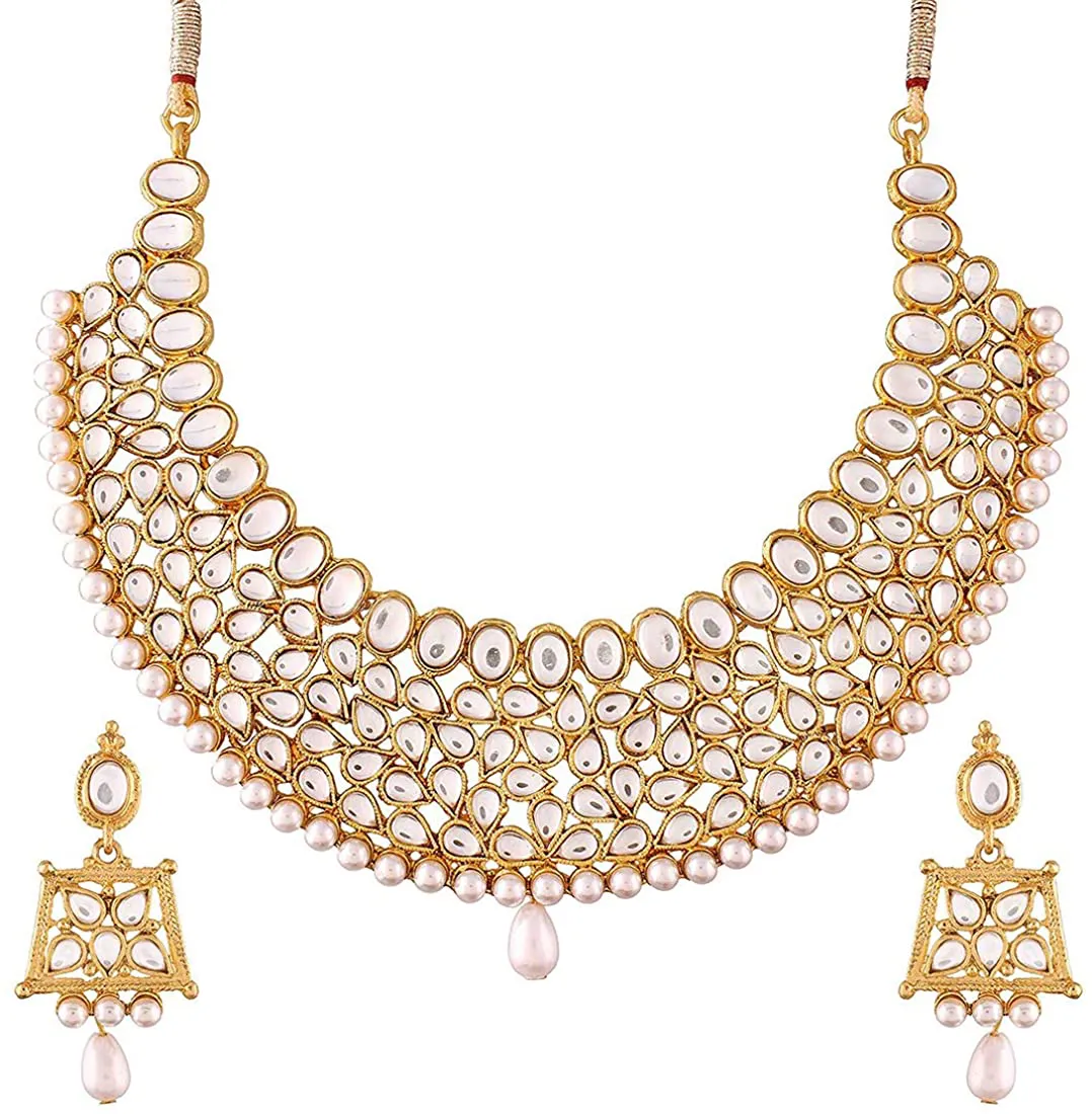 Aheli Elegant Indian Wedding Wear Faux Kundan Studded Choker Necklace with Maang Tikka Set Ethnic Fashion Jewelry for Women