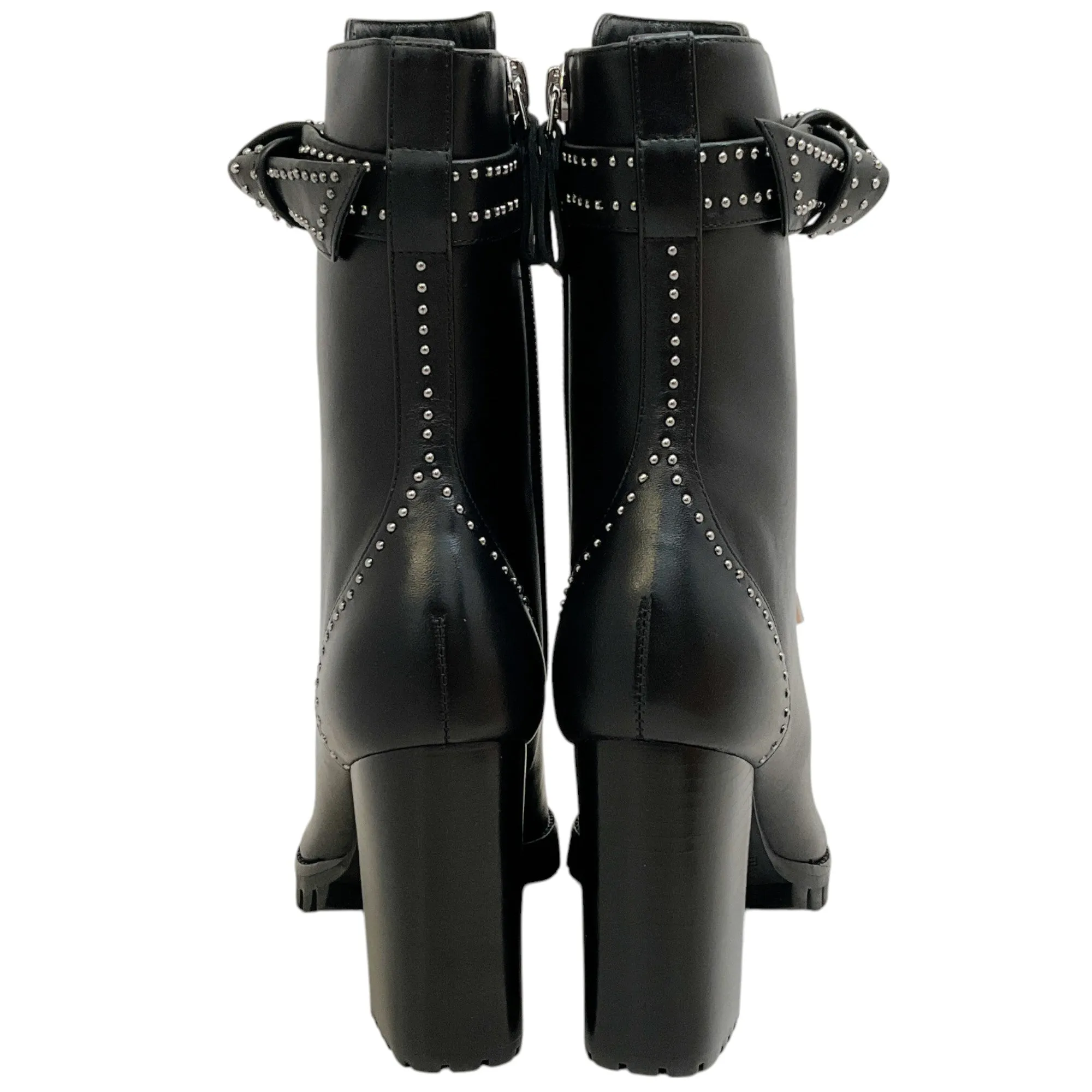 Alexandre Birman Black Studded Lace Up Evelyn Heeled Boots