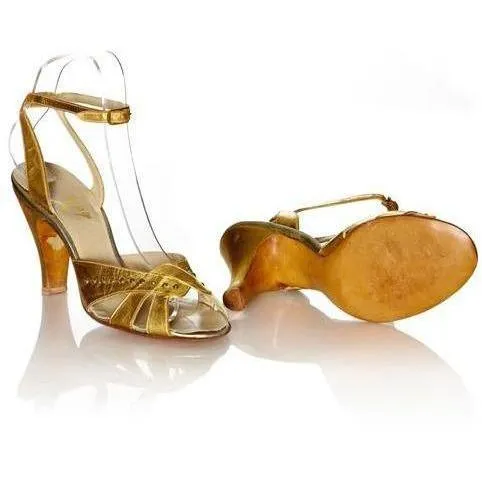 ARCHIVE - Gold Leather 1930s Shoes