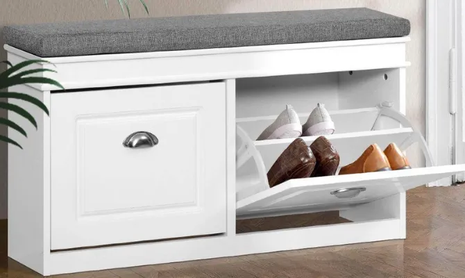Artiss Shoe Cabinet Bench Shoes Storage Rack Organiser Drawer White Shelf 12 Pairs Box