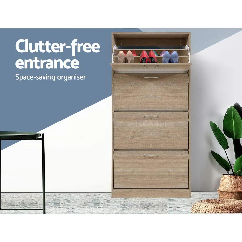 Artiss Shoe Rack Cabinet 60 Pairs 4 Doors - Wood