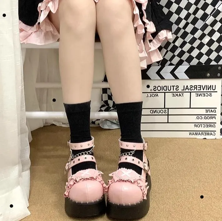 Beauty Bunny~Sweet Academy~Gothic Lolita Shoes Thick Sole Y2K Lolita Shoes